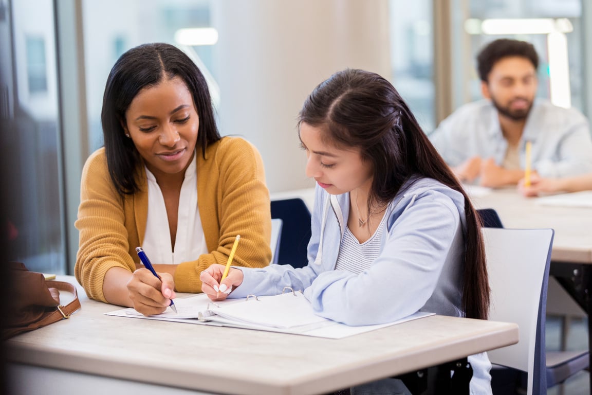 Tutor works with college student